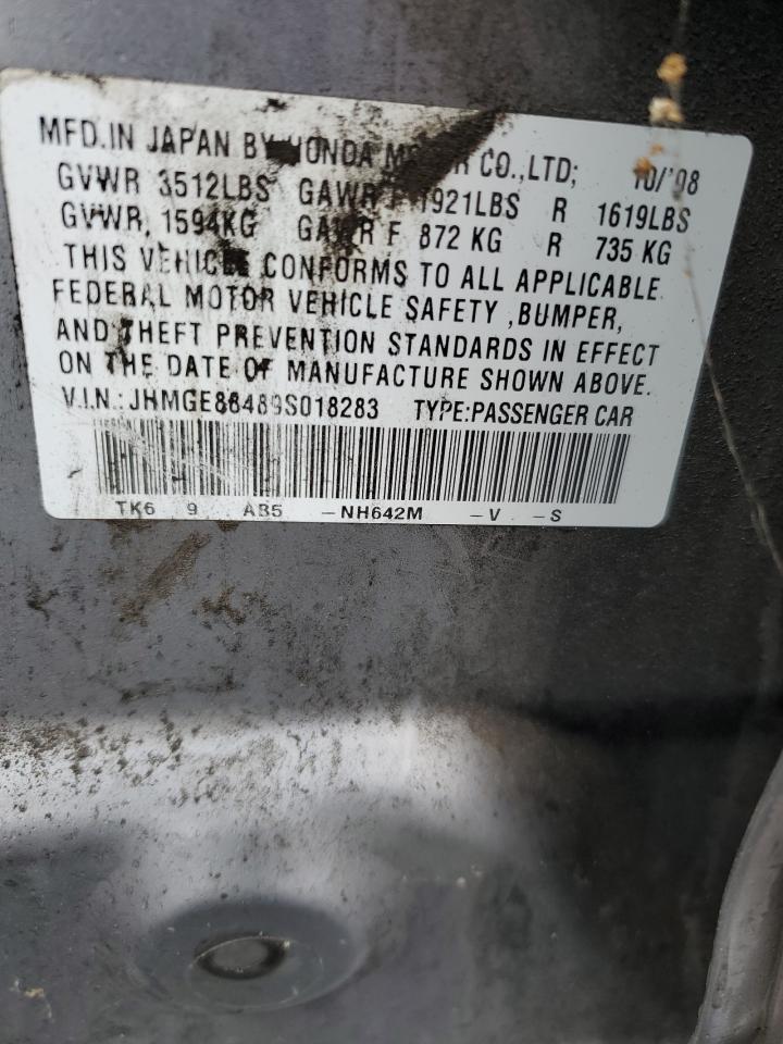 2009 Honda Fit Sport VIN: JHMGE88489S018283 Lot: 86486015