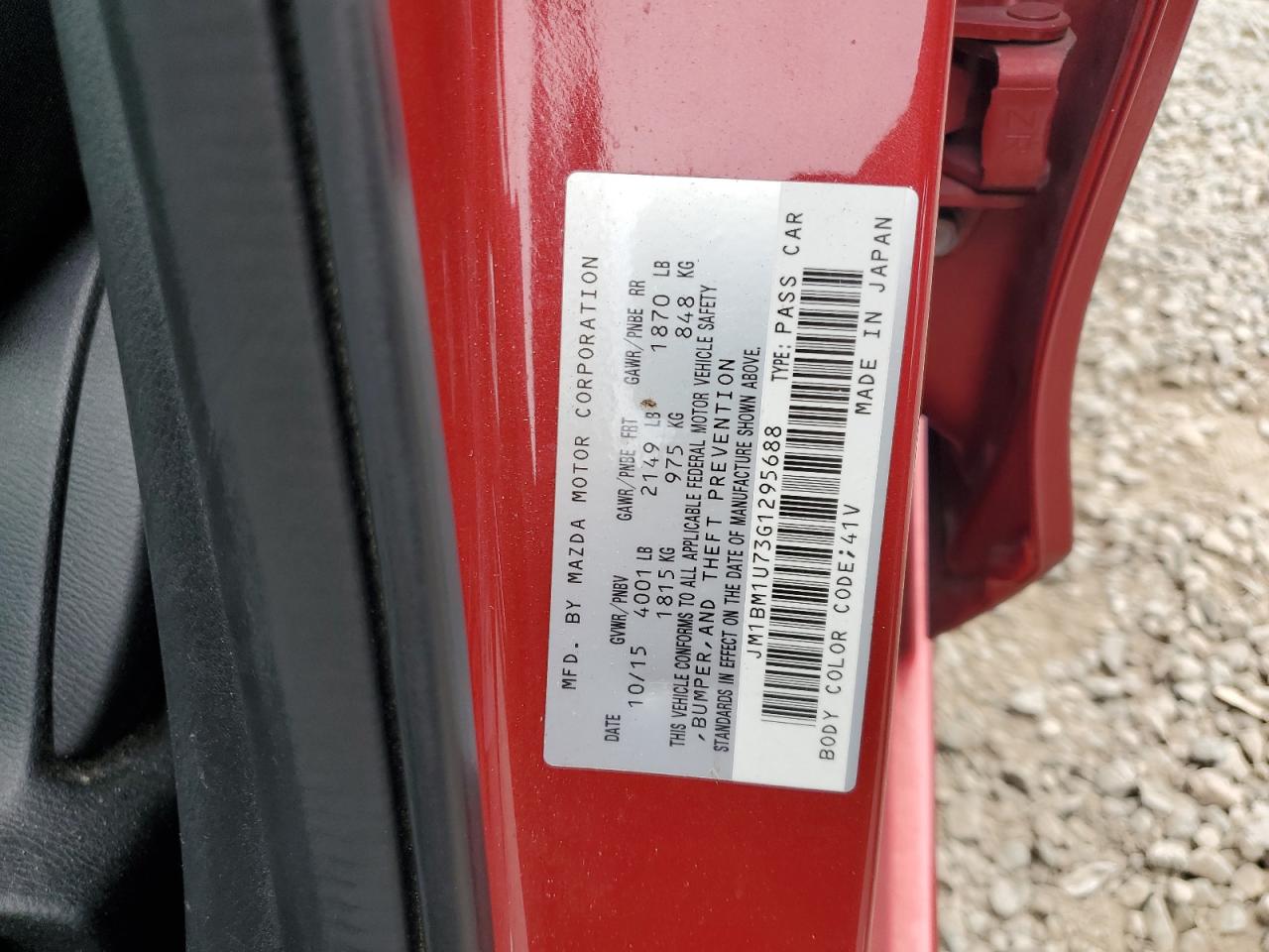 2016 Mazda 3 Sport VIN: JM1BM1U73G1295688 Lot: 85600655