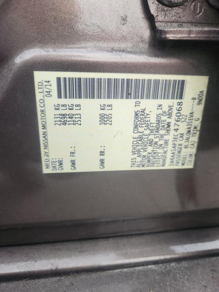 2014 Nissan Maxima S VIN: 1N4AA5AP3EC476068 Lot: 85301345
