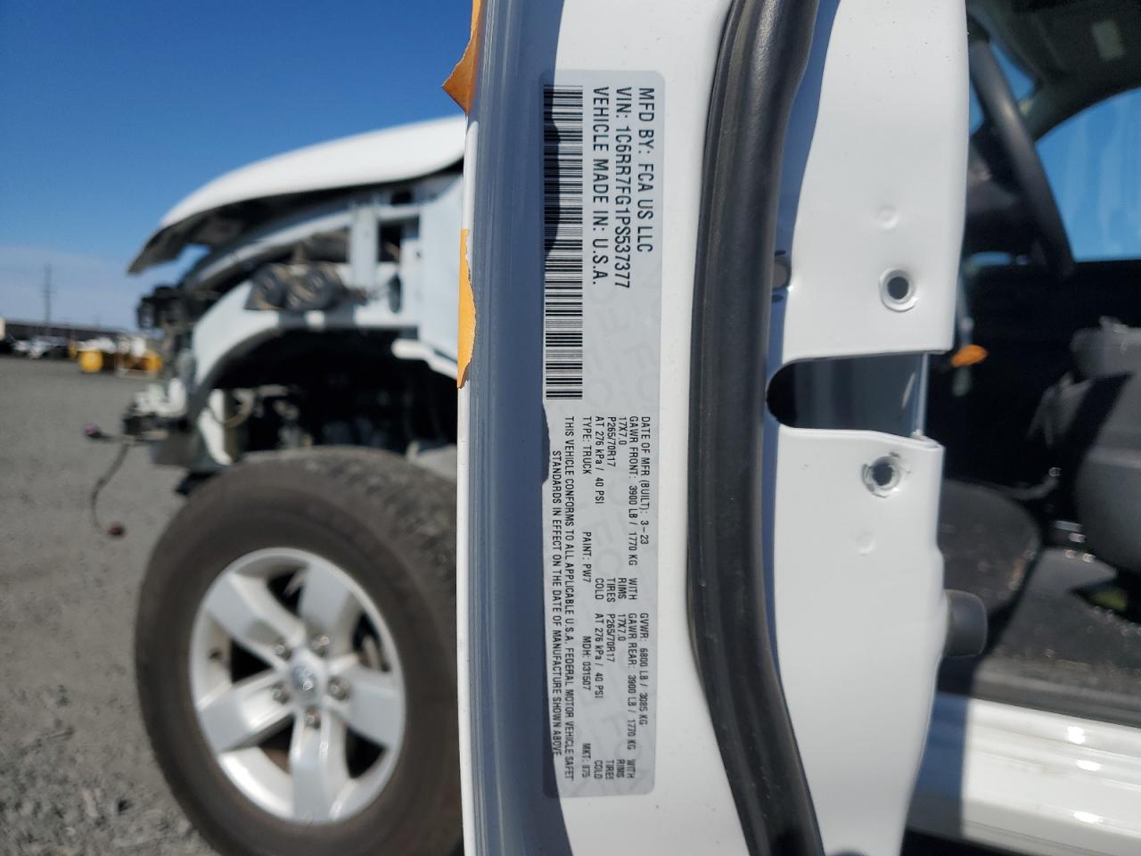 2023 Ram 1500 Classic Tradesman VIN: 1C6RR7FG1PS537377 Lot: 82322015