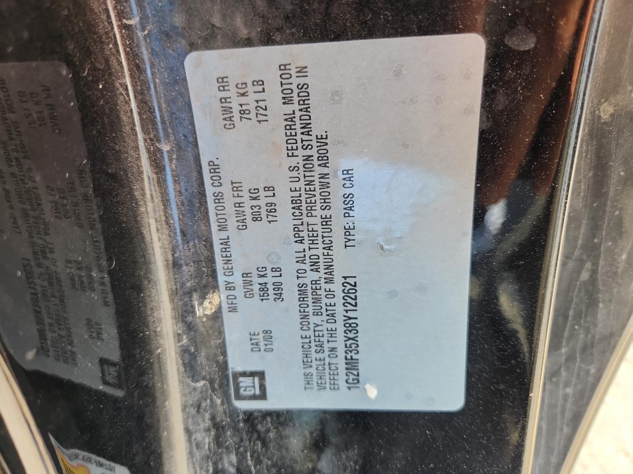 2008 Pontiac Solstice Gxp VIN: 1G2MF35X38Y122621 Lot: 84962945