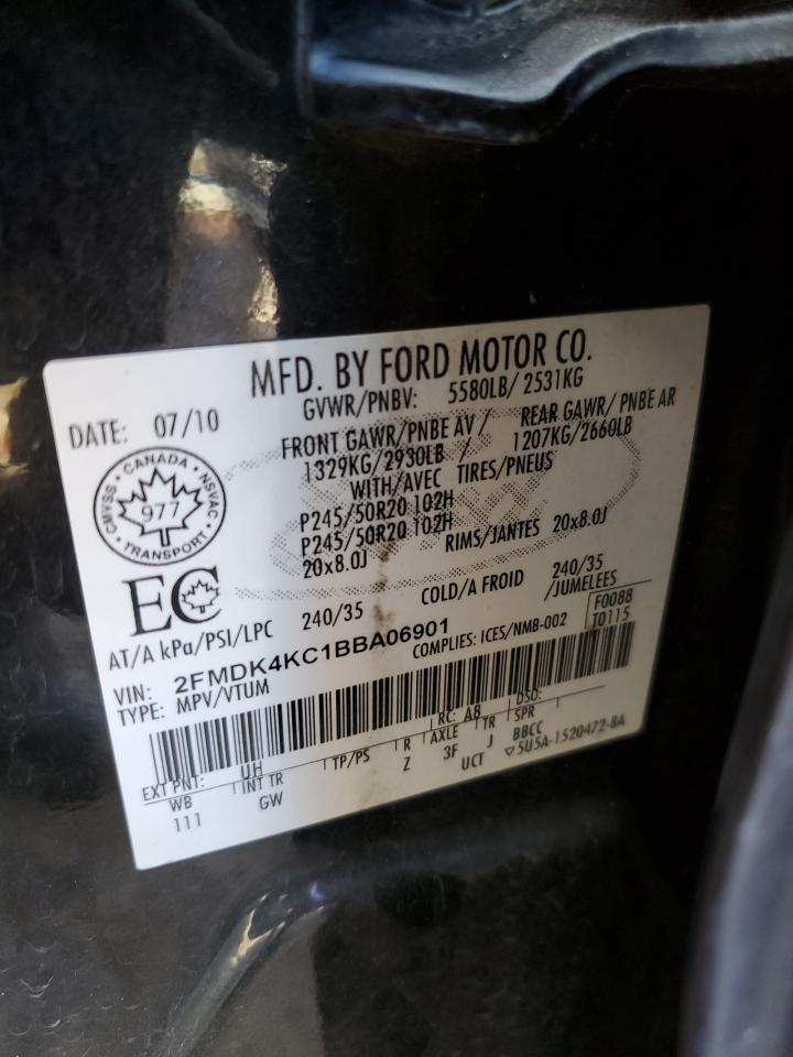 2011 Ford Edge Limited VIN: 2FMDK4KC1BBA06901 Lot: 86227245