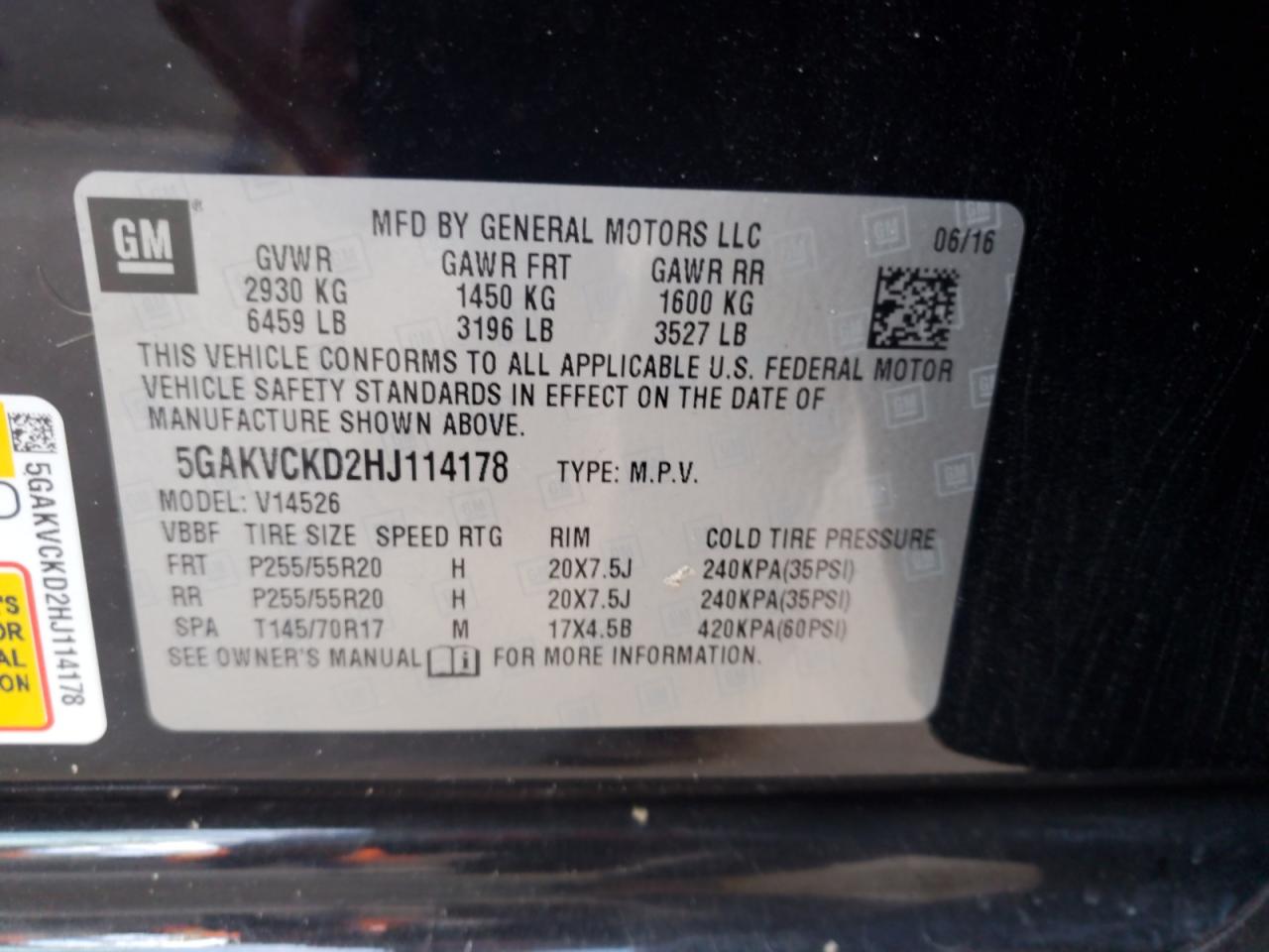 2017 Buick Enclave VIN: 5GAKVCKD2HJ114178 Lot: 86883895