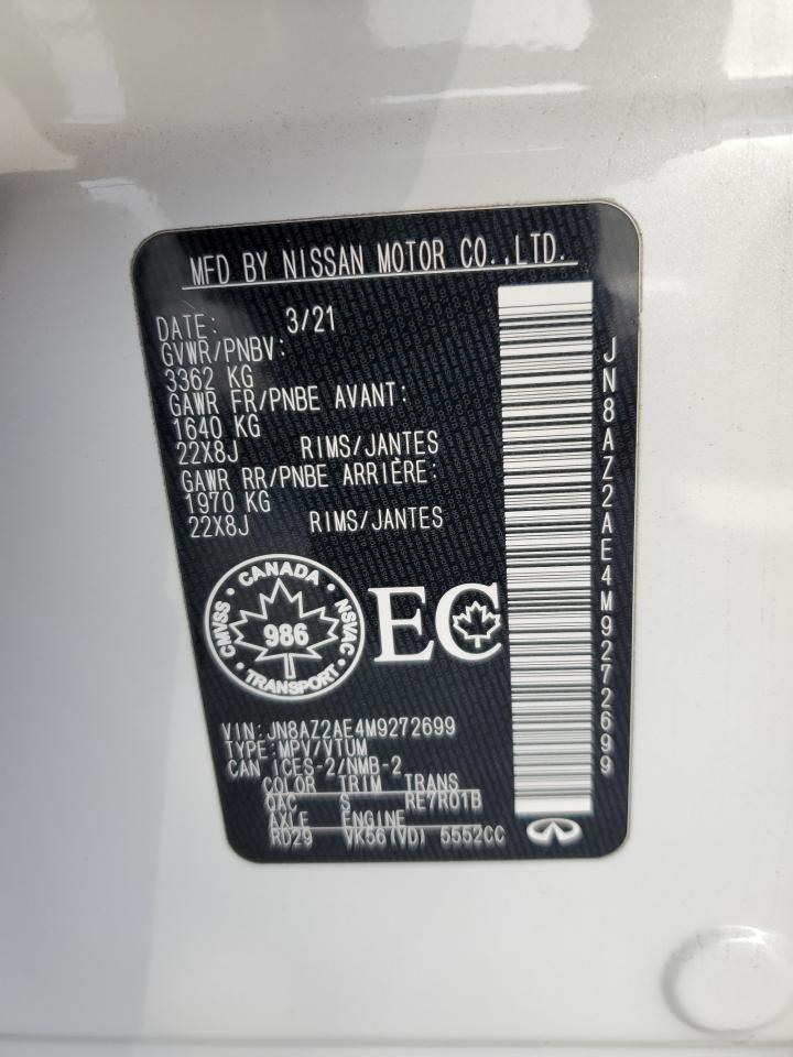 2021 Infiniti Qx80 Luxe VIN: JN8AZ2AE4M9272699 Lot: 81667895