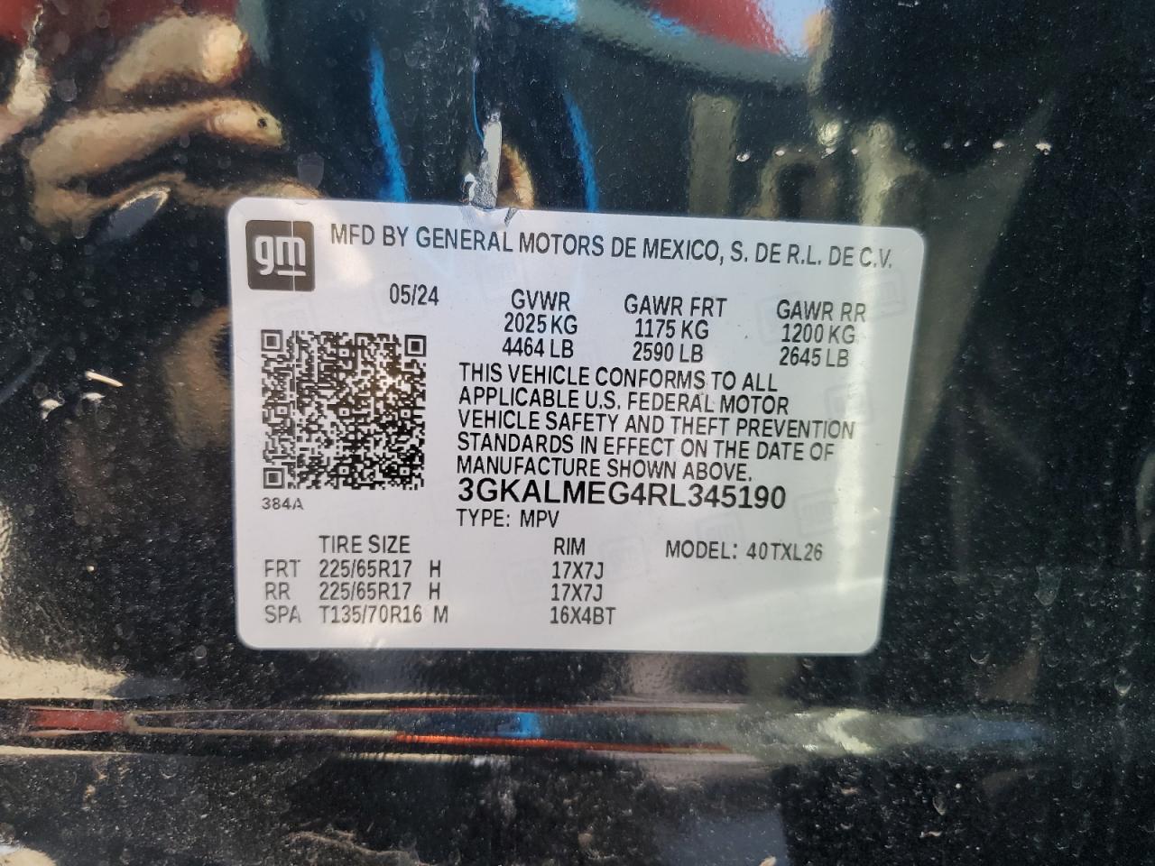 2024 GMC Terrain Sle VIN: 3GKALMEG4RL345190 Lot: 86821775