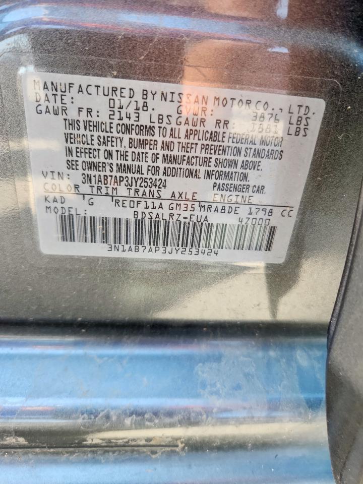 2018 Nissan Sentra S VIN: 3N1AB7AP3JY253424 Lot: 86138435