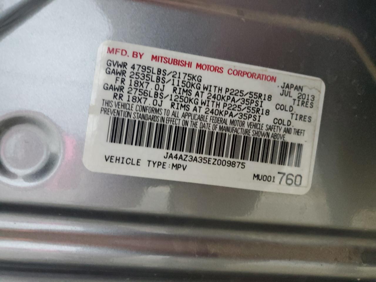 2014 Mitsubishi Outlander Se VIN: JA4AZ3A35EZ009875 Lot: 82240845