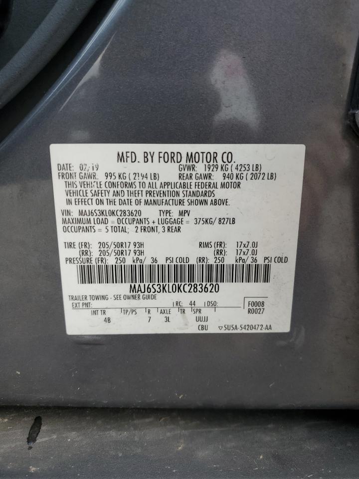 2019 Ford Ecosport Titanium VIN: MAJ6S3KL0KC283620 Lot: 84248185