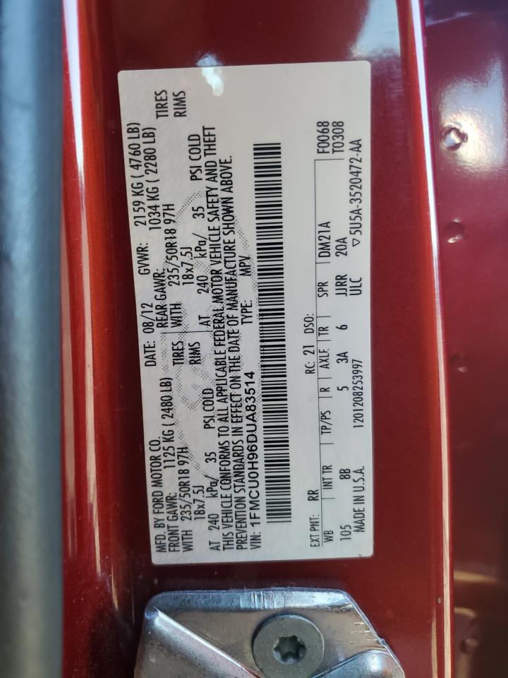 2013 Ford Escape Sel VIN: 1FMCU0H96DUA83514 Lot: 87294635