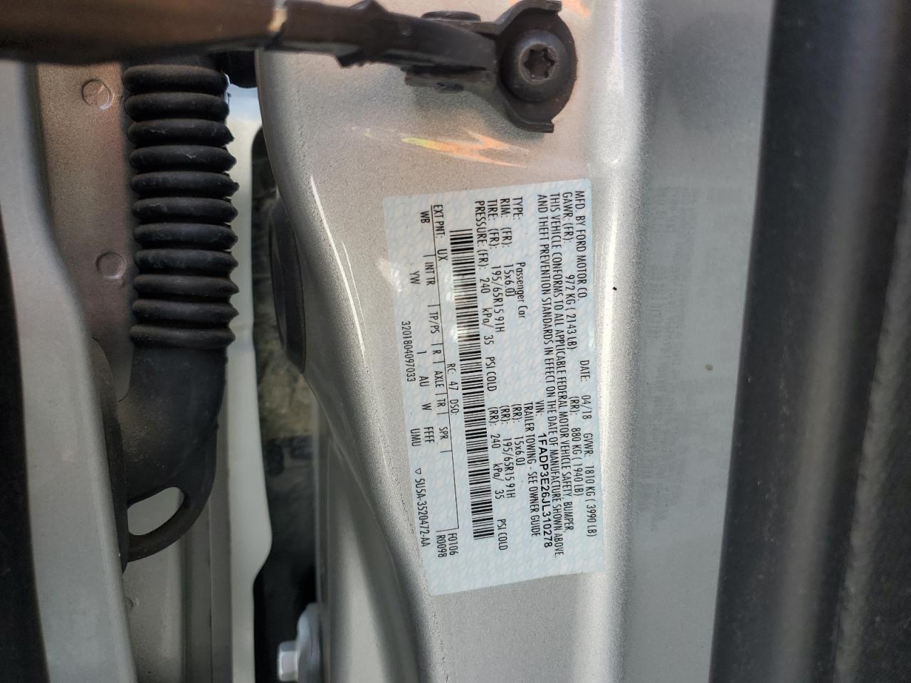 2018 Ford Focus S VIN: 1FADP3E26JL310278 Lot: 86059275