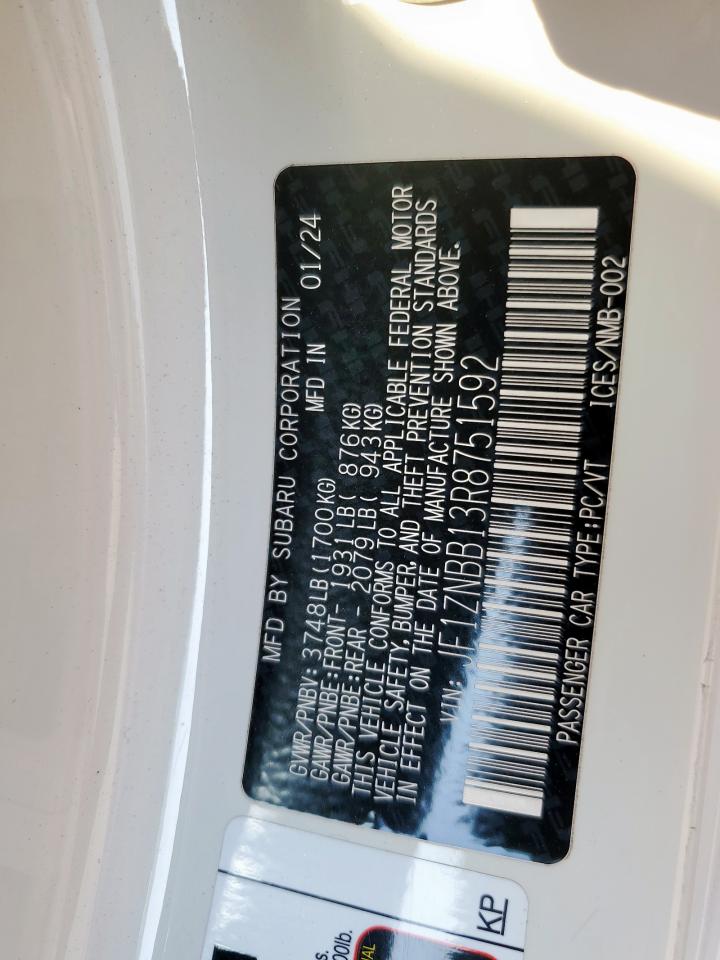 2024 Toyota Gr 86 VIN: JF1ZNBB13R8751592 Lot: 84875575