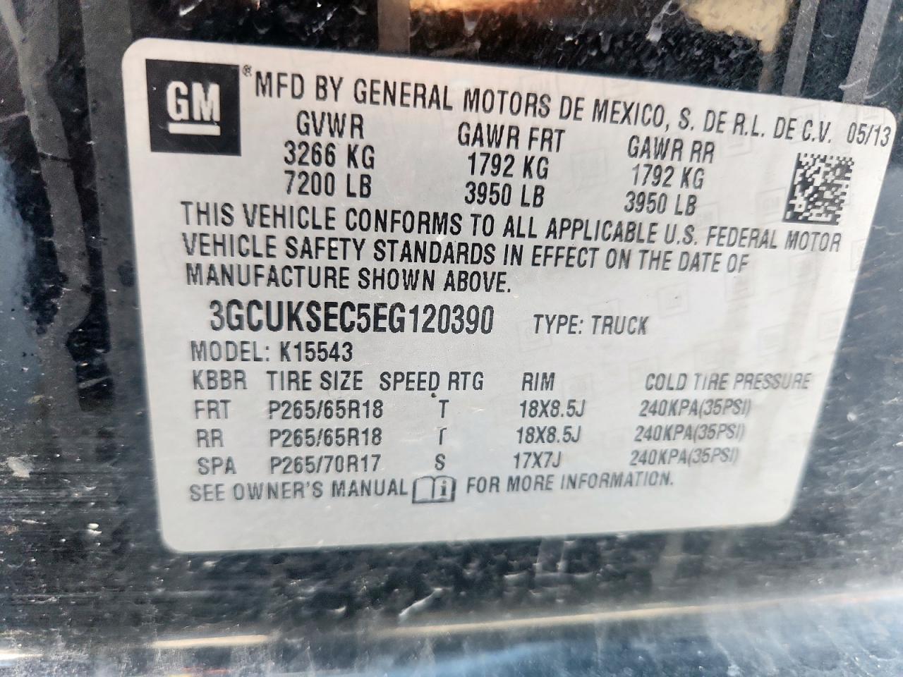 2014 Chevrolet Silverado K1500 Ltz VIN: 3GCUKSEC5EG120390 Lot: 81234465