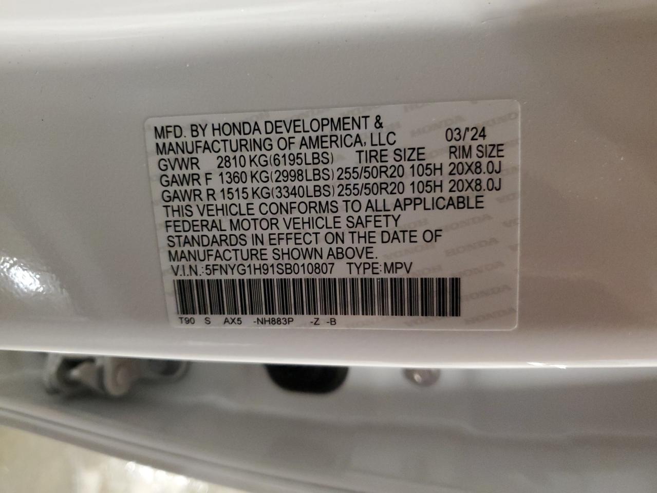 2025 Honda Pilot Black VIN: 5FNYG1H91SB010807 Lot: 81958715