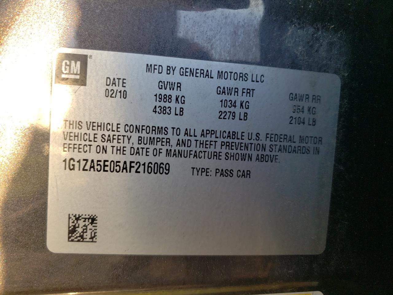 2010 Chevrolet Malibu Ls VIN: 1G1ZA5E05AF216069 Lot: 85259505