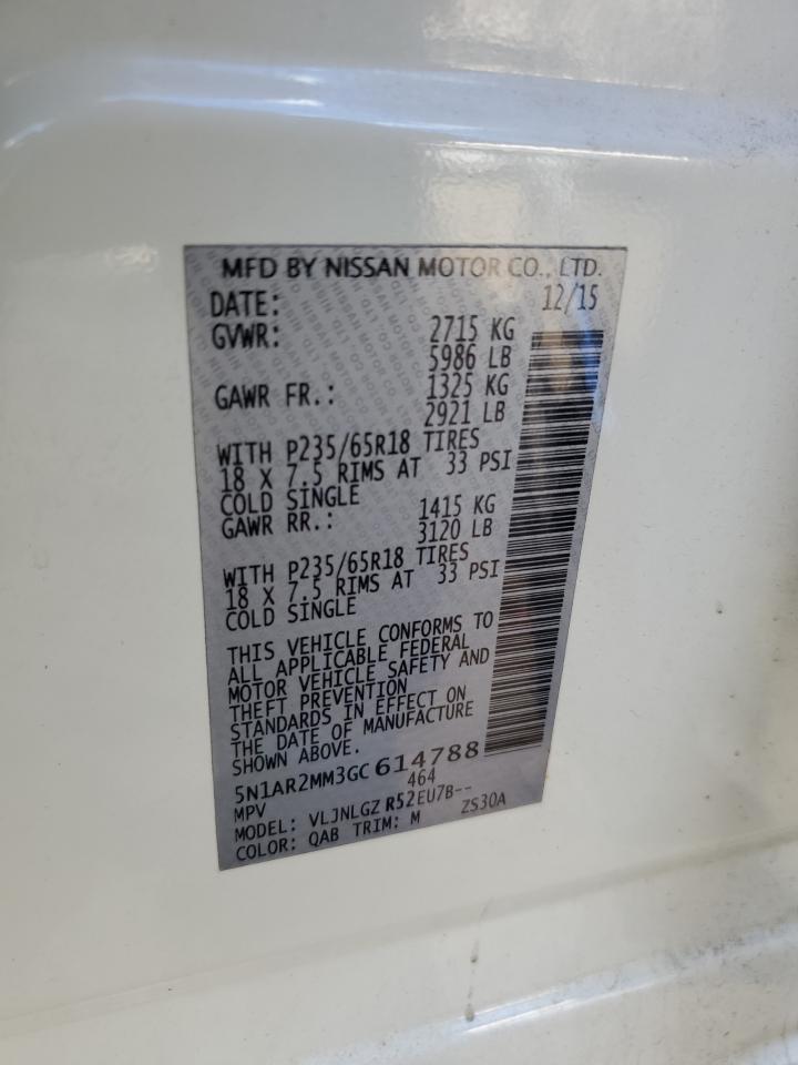 2016 Nissan Pathfinder S VIN: 5N1AR2MM3GC614788 Lot: 85106995