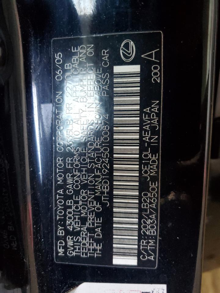 2005 Lexus Is 300 VIN: JTHBD192450100874 Lot: 89720385