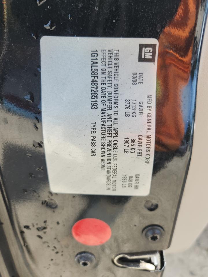 2008 Chevrolet Cobalt Lt VIN: 1G1AL58F487265193 Lot: 85161465