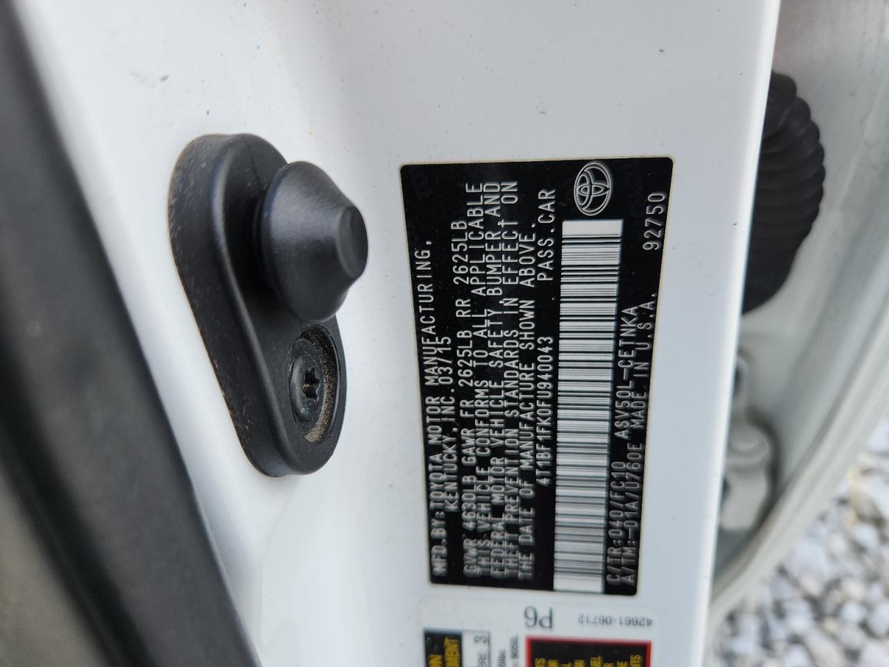 2015 Toyota Camry Le VIN: 4T1BF1FK0FU940043 Lot: 85265465