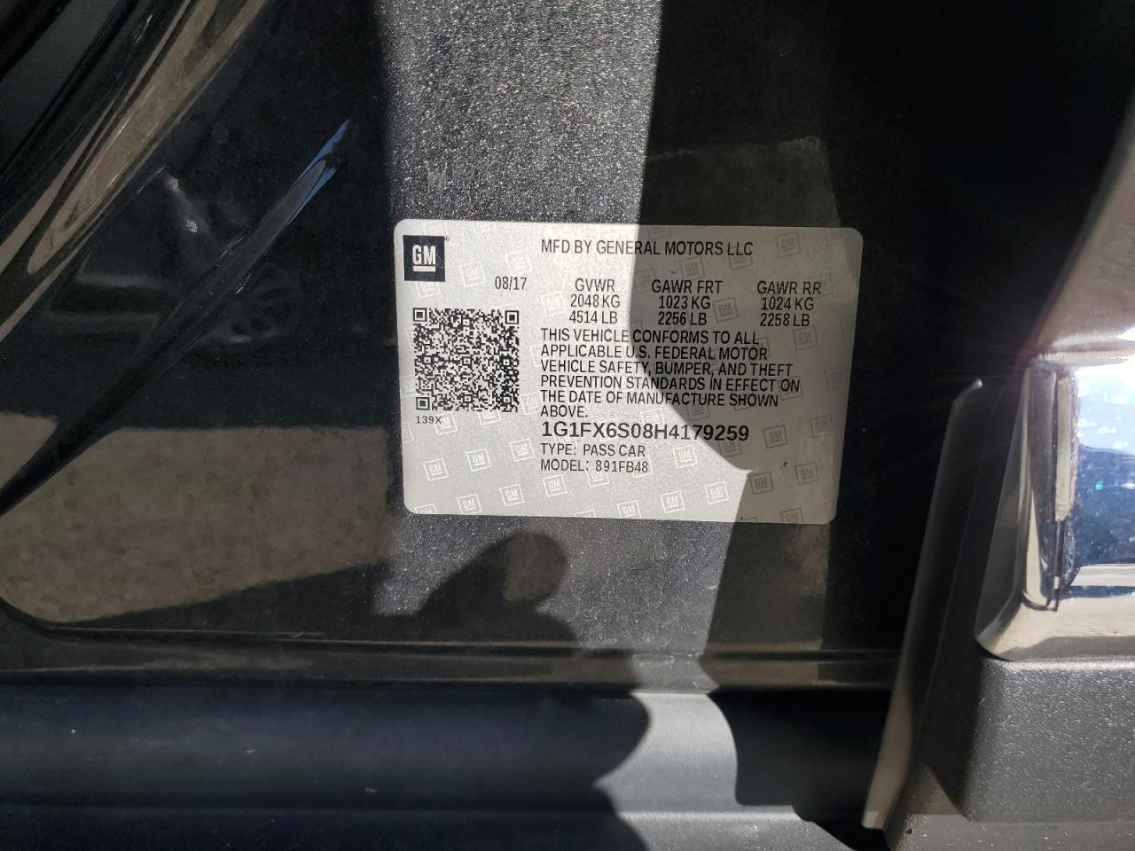 2017 Chevrolet Bolt Ev Premier VIN: 1G1FX6S08H4179259 Lot: 82355605