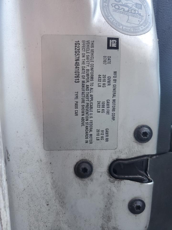 2008 Pontiac G6 Base VIN: 1G2ZG57N484107613 Lot: 86989975