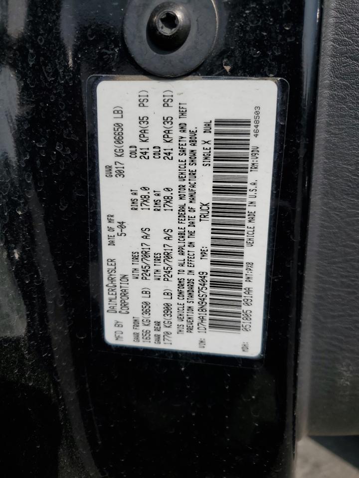 2004 Dodge Ram 1500 St VIN: 1D7HA18N94S754049 Lot: 90273575