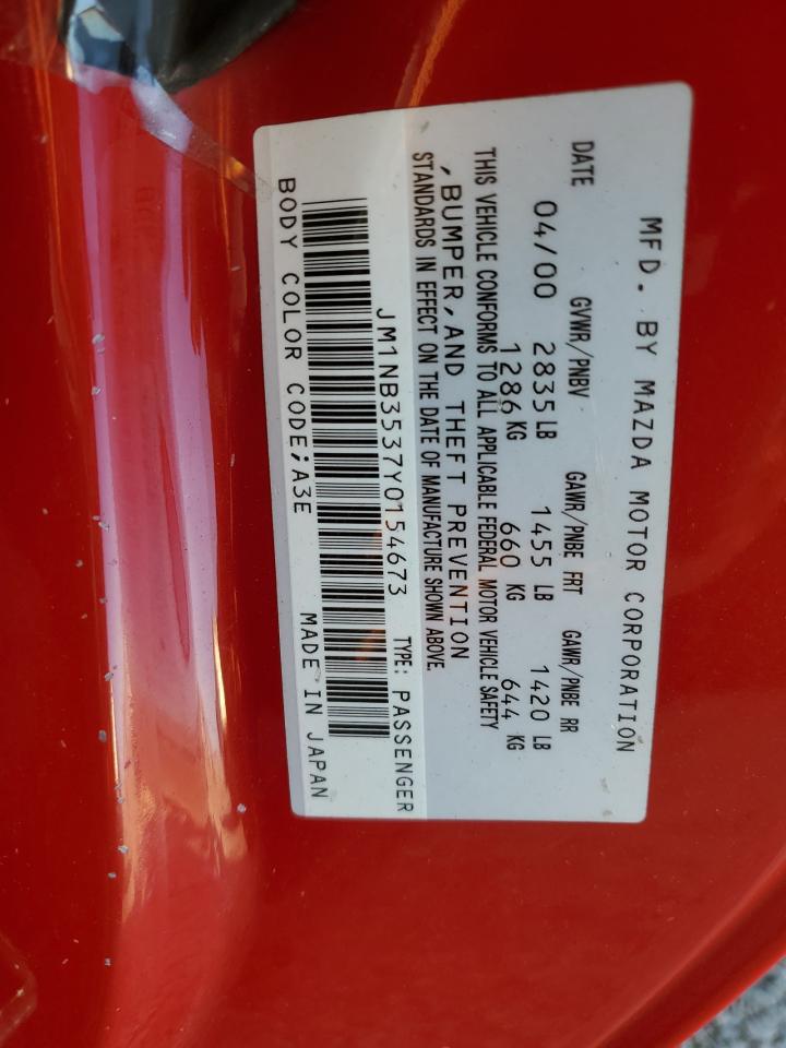 2000 Mazda Mx-5 Miata Base VIN: JM1NB3537Y0154673 Lot: 82732435