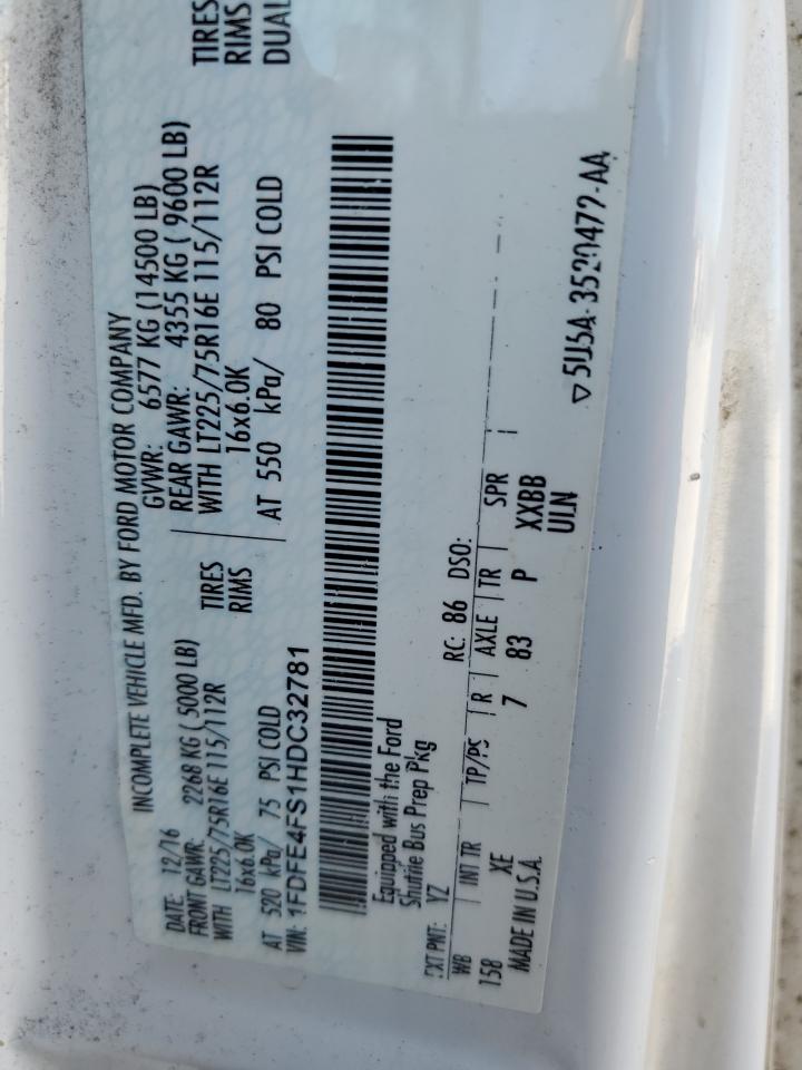 2017 Ford Econoline E450 Super Duty Cutaway Van VIN: 1FDFE4FS1HDC32781 Lot: 84877225