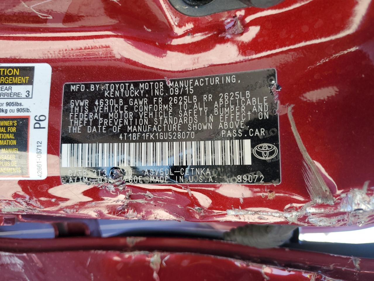 2016 Toyota Camry Le VIN: 4T1BF1FK1GU528070 Lot: 84964245