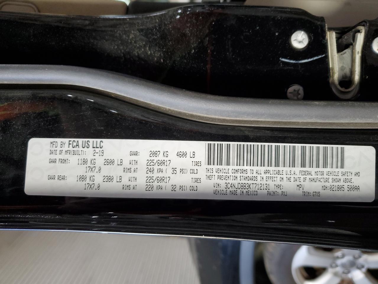 2019 Jeep Compass Latitude VIN: 3C4NJDBB3KT712131 Lot: 90227735