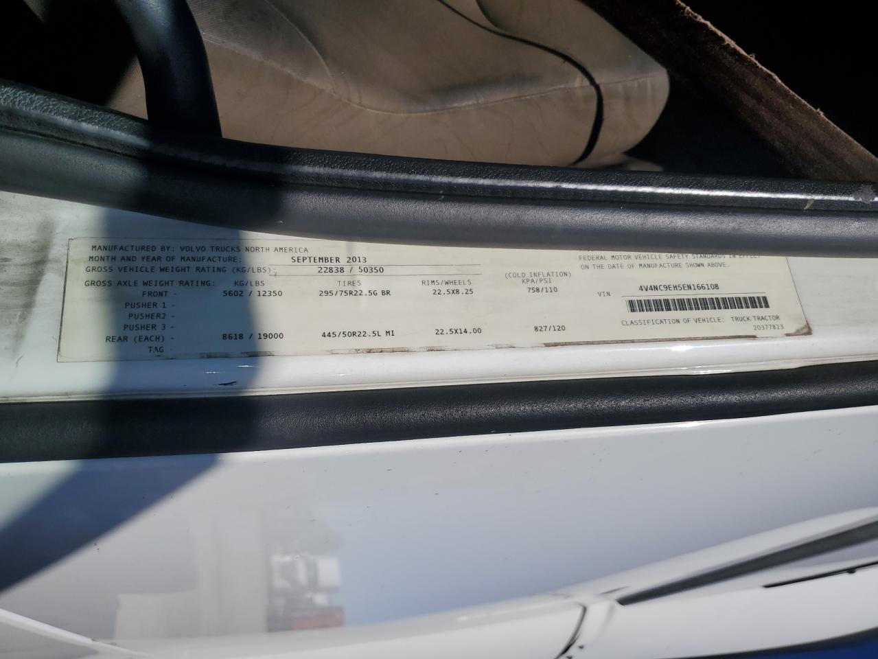 2014 Volvo Vn Vnl VIN: 4V4NC9EH5EN166108 Lot: 84637435