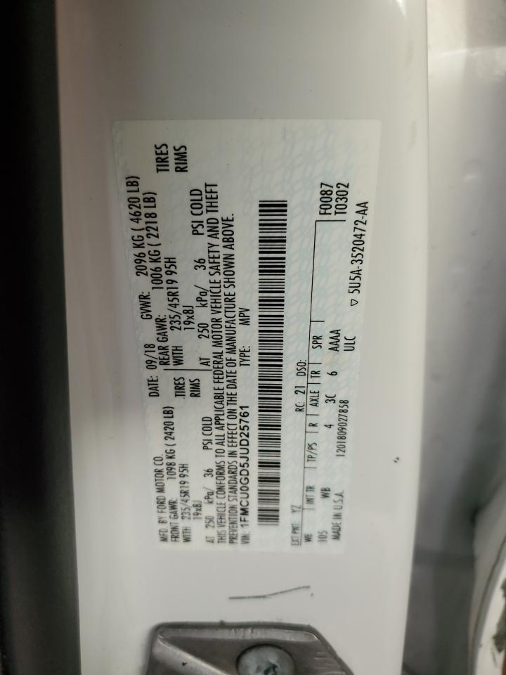 2018 Ford Escape Se VIN: 1FMCU0GD5JUD25761 Lot: 90899655