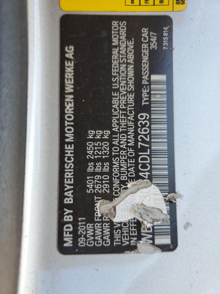 2012 BMW 650 I VIN: WBALZ3C54CDL72639 Lot: 82425975