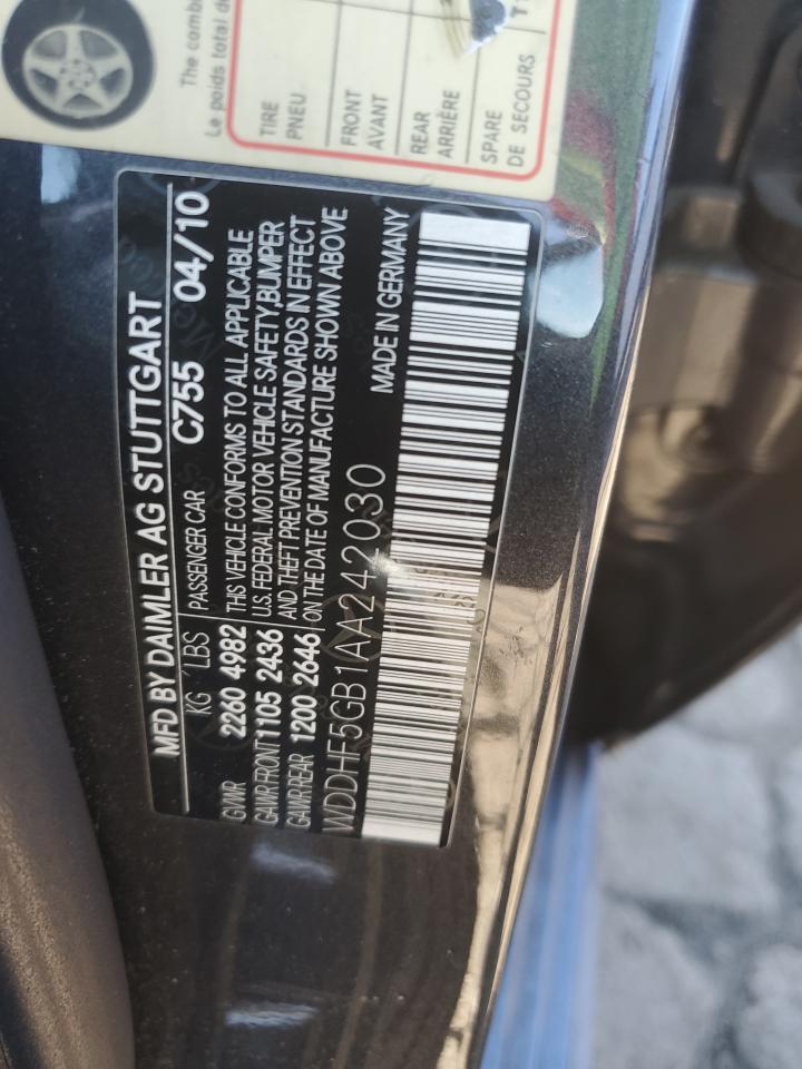 2010 Mercedes-Benz E 350 VIN: WDDHF5GB1AA242030 Lot: 86888065