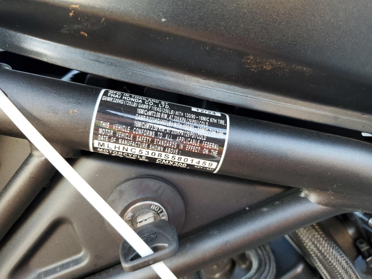 2025 Honda Cmx300 VIN: MLHNC5308S5801459 Lot: 85271095