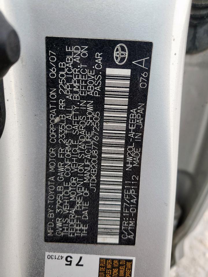 2007 Toyota Prius VIN: JTDKB20U877672505 Lot: 81966335