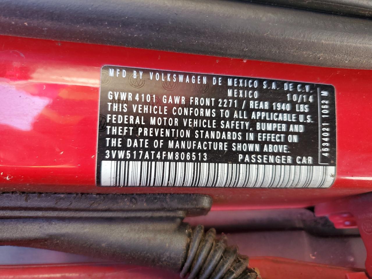 2015 Volkswagen Beetle 1.8T VIN: 3VW517AT4FM806513 Lot: 85503835
