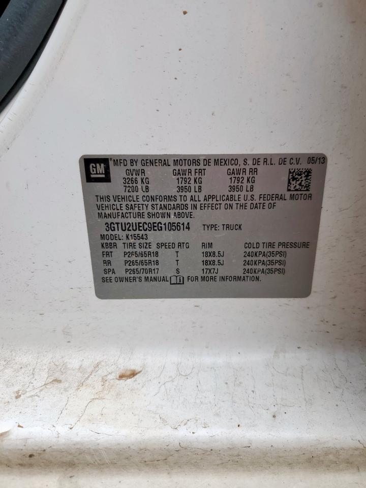 2014 GMC Sierra K1500 Sle VIN: 3GTU2UEC9EG105614 Lot: 85557075