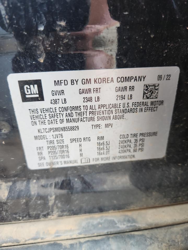 2022 Chevrolet Trax 1Lt VIN: KL7CJPSM0NB558829 Lot: 87313615