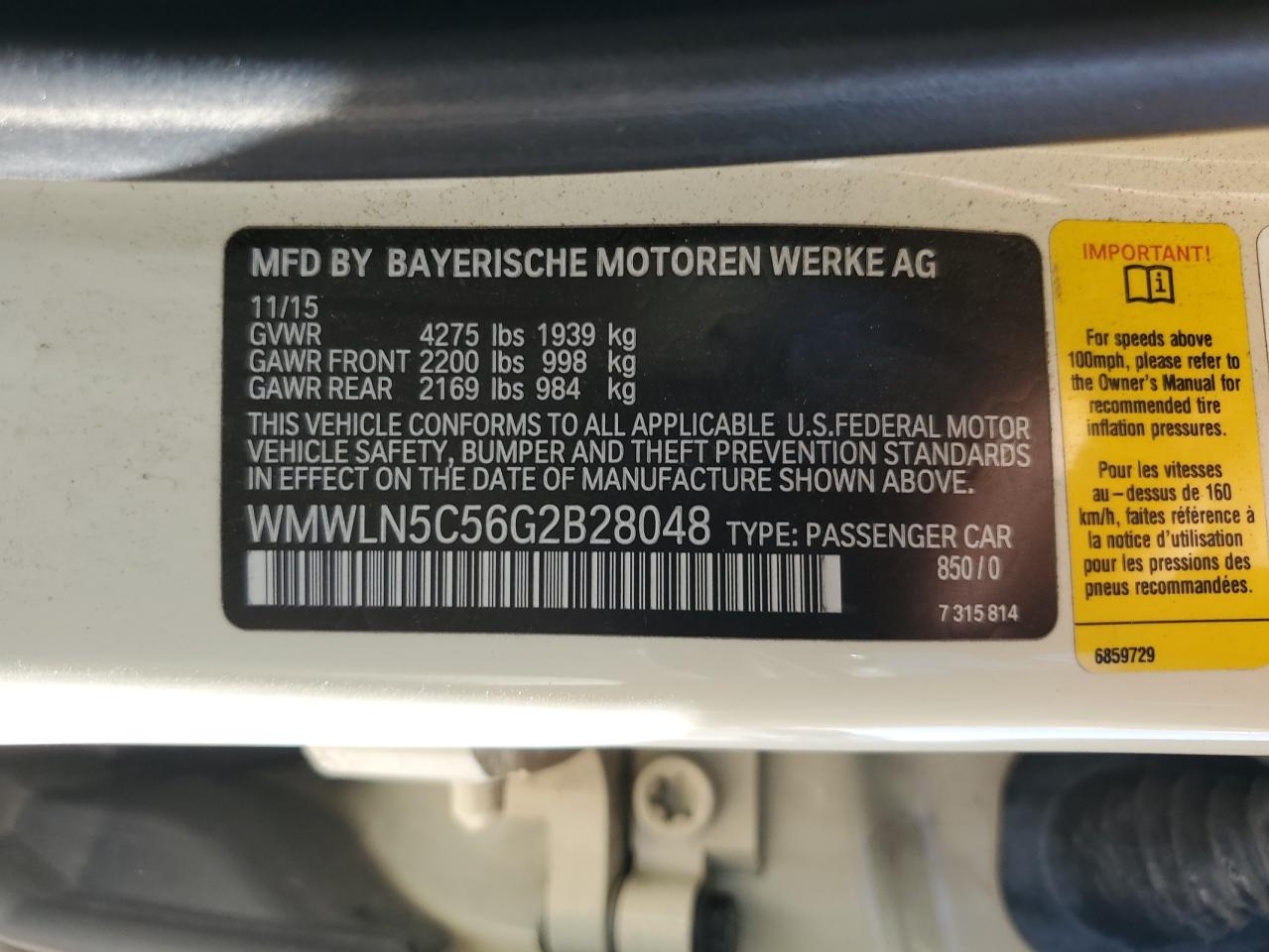 2016 Mini Cooper Clubman VIN: WMWLN5C56G2B28048 Lot: 85530675