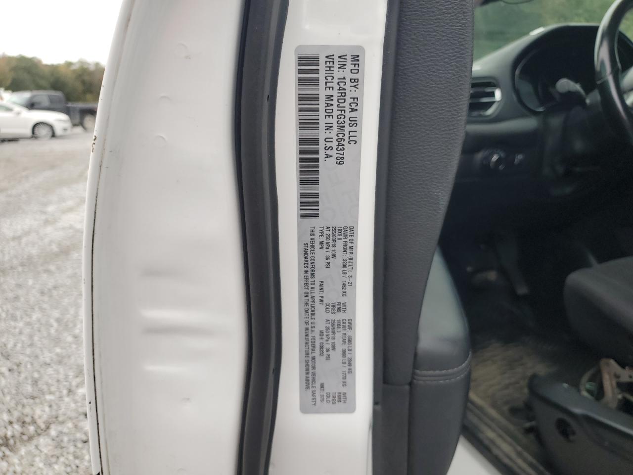 2021 Dodge Durango Pursuit VIN: 1C4RDJFG3MC643789 Lot: 90241425