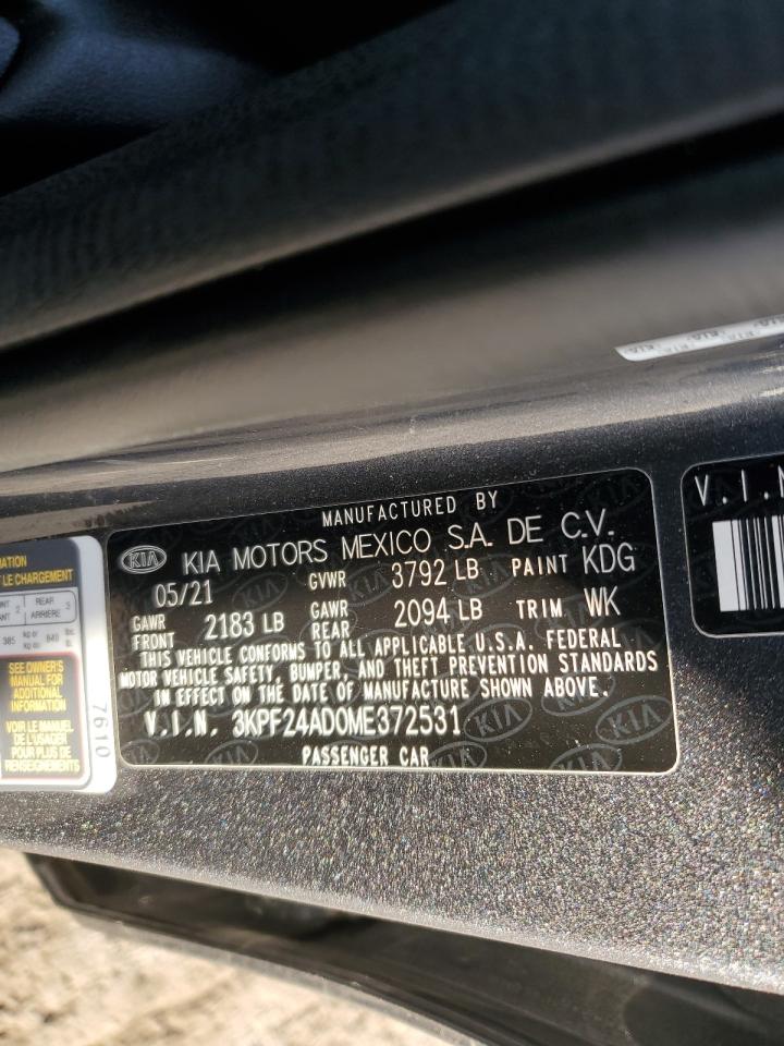 2021 Kia Forte Fe VIN: 3KPF24AD0ME372531 Lot: 85164595