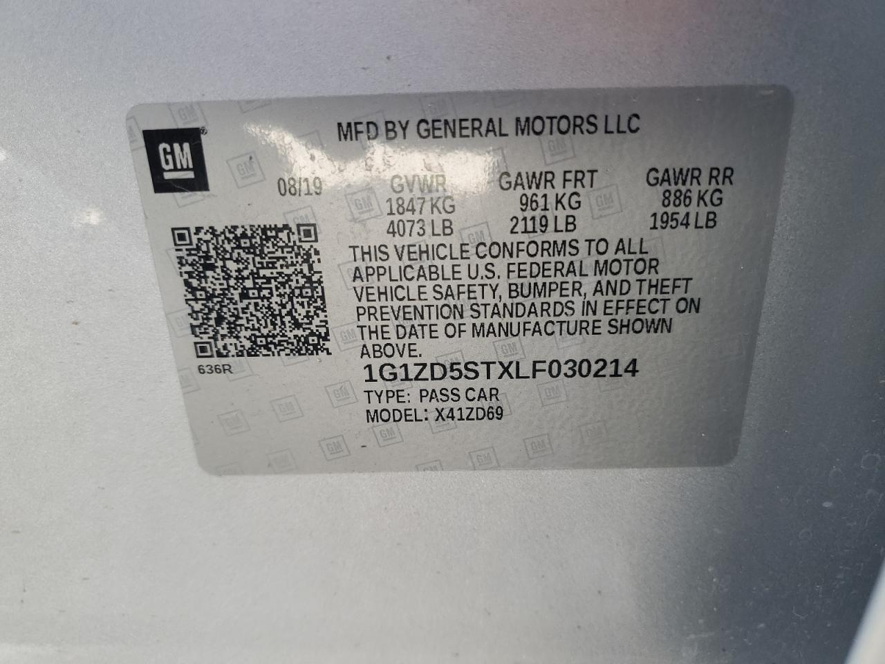 2020 Chevrolet Malibu Lt VIN: 1G1ZD5STXLF030214 Lot: 82219895