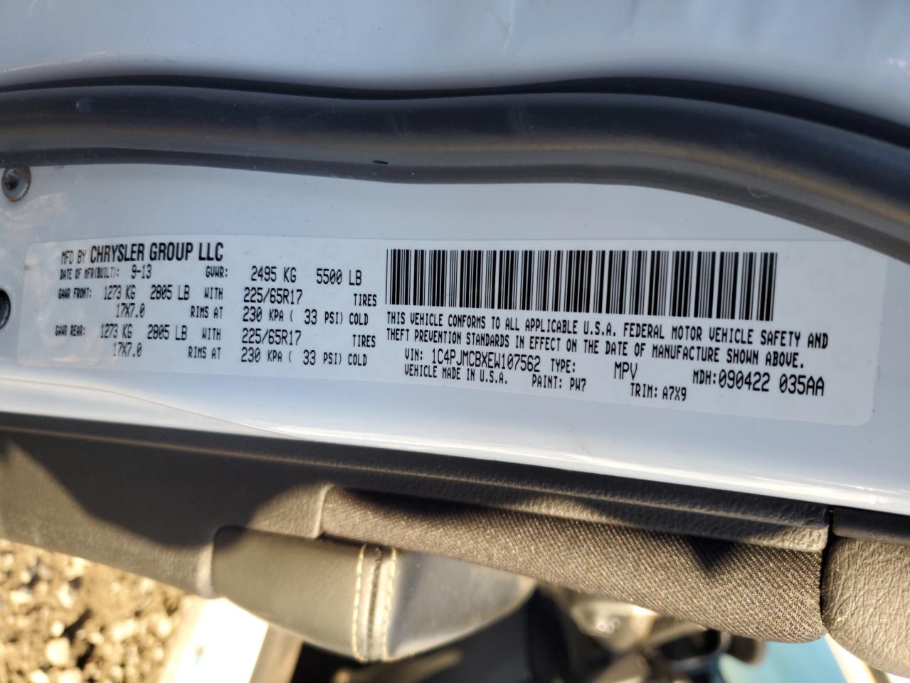 2014 Jeep Cherokee Latitude VIN: 1C4PJMCBXEW107562 Lot: 86841025