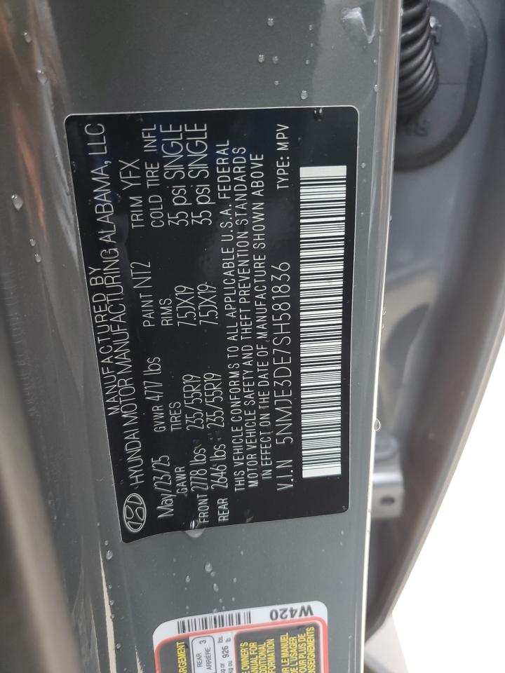 2025 Hyundai Tucson Limited VIN: 5NMJE3DE7SH581836 Lot: 84659375