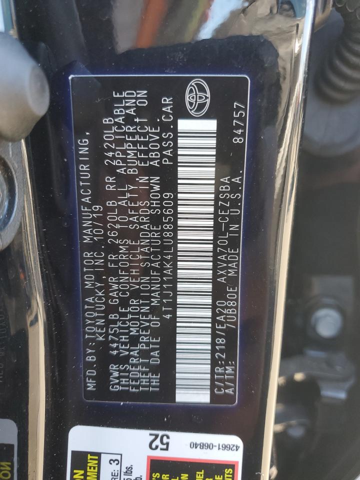2020 Toyota Camry Se VIN: 4T1J11AK4LU885609 Lot: 85699115