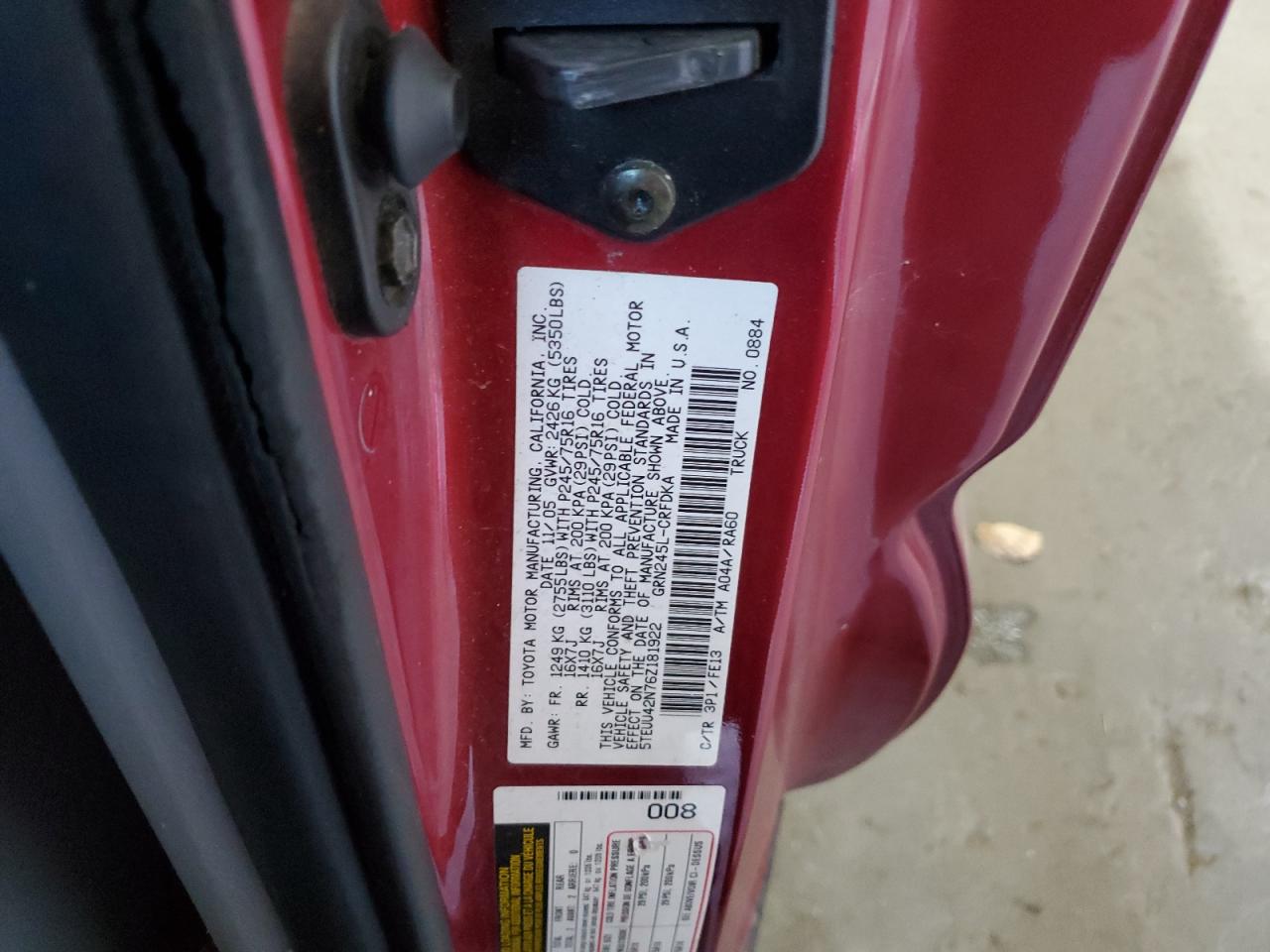 2006 Toyota Tacoma Access Cab VIN: 5TEUU42N76Z181922 Lot: 84858565