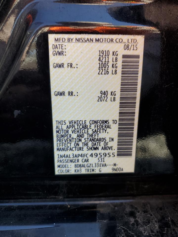 2015 Nissan Altima 2.5 VIN: 1N4AL3AP4FC495955 Lot: 87300175