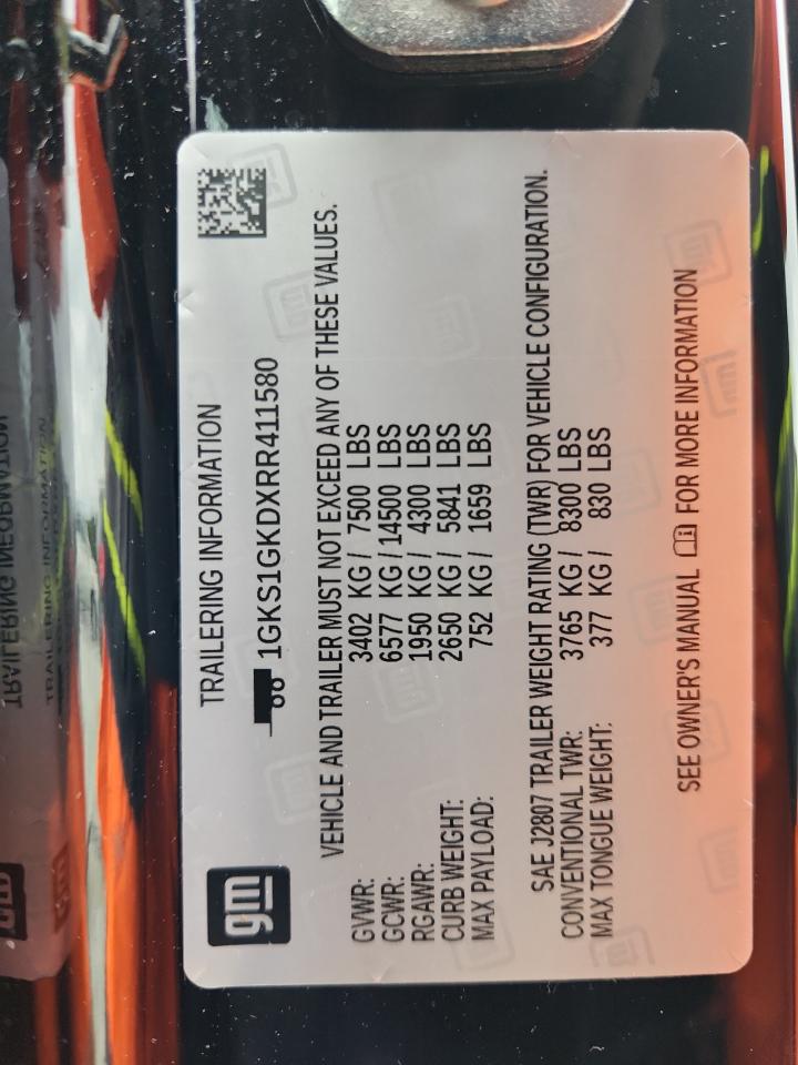 2024 GMC Yukon Xl C1500 Slt VIN: 1GKS1GKDXRR411580 Lot: 85367545