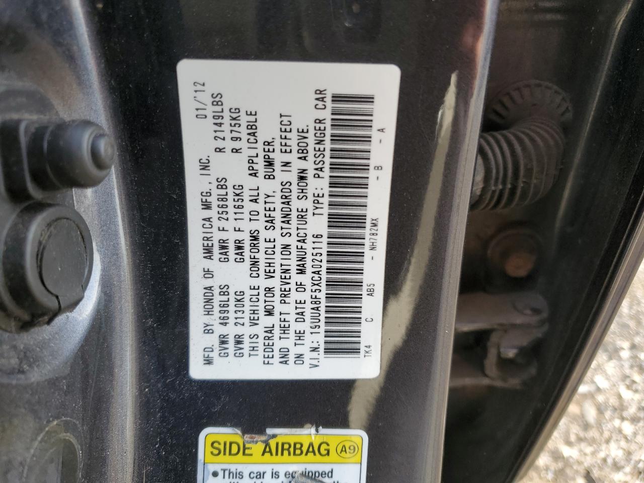 2012 Acura Tl VIN: 19UUA8F5XCA025116 Lot: 82756885