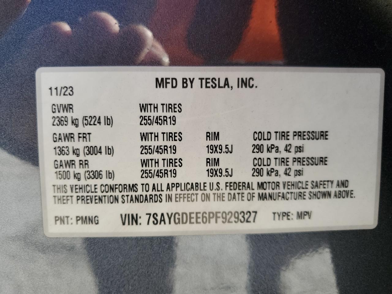 2023 Tesla Model Y VIN: 7SAYGDEE6PF929327 Lot: 90849255